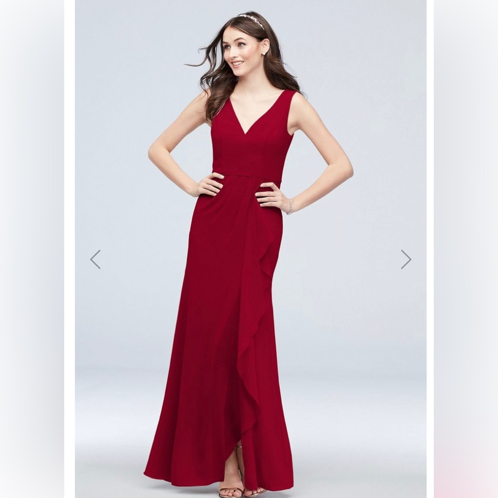 V-Neck Tank Chiffon Cascade Bridesmaid Dress